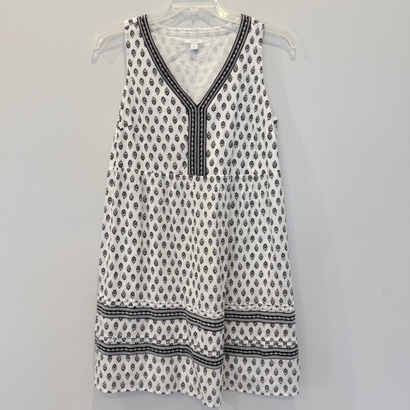 purejill Dresses & Skirts - Purejill White & Black Sleeveless Dress w/ Embroidery Details Sz M AP